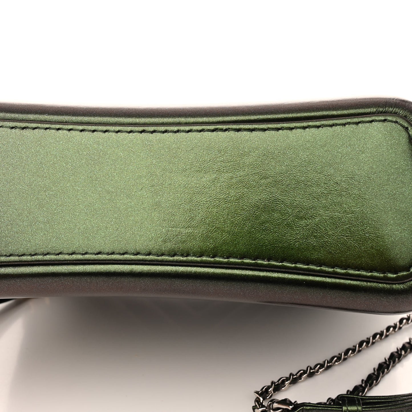 Metallic Aged Calfskin Chevron Quilted Medium Gabrielle Hobo Green