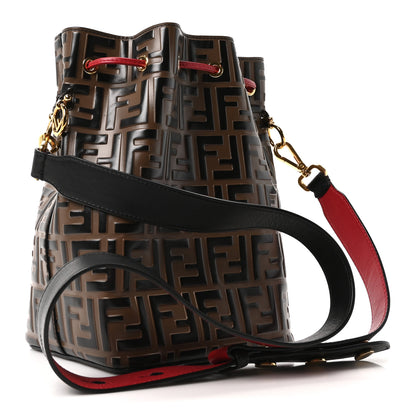 Fendi Vitello Grace F is Fendi Bi-Color FF 1974 Embossed Grande Mon Tresor Bucket Bag Maya Black Fragola 3 of 10