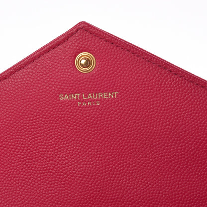 Saint Laurent Grain De Poudre Matelasse Chevron Monogram Envelope Chain Wallet Bubblegum 6 of 9