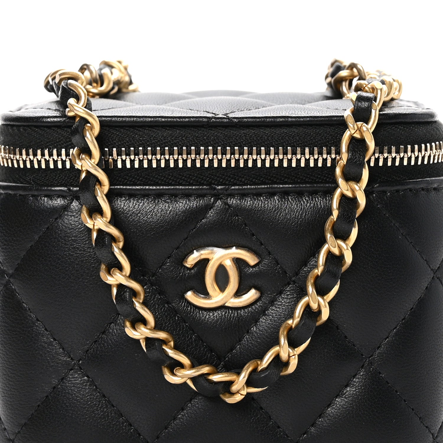 Chanel Lambskin Quilted Mini Pearl Crush Vanity Case With Chain Black 9 of 12