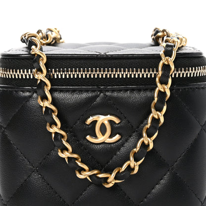 Chanel Lambskin Quilted Mini Pearl Crush Vanity Case With Chain Black 9 of 12