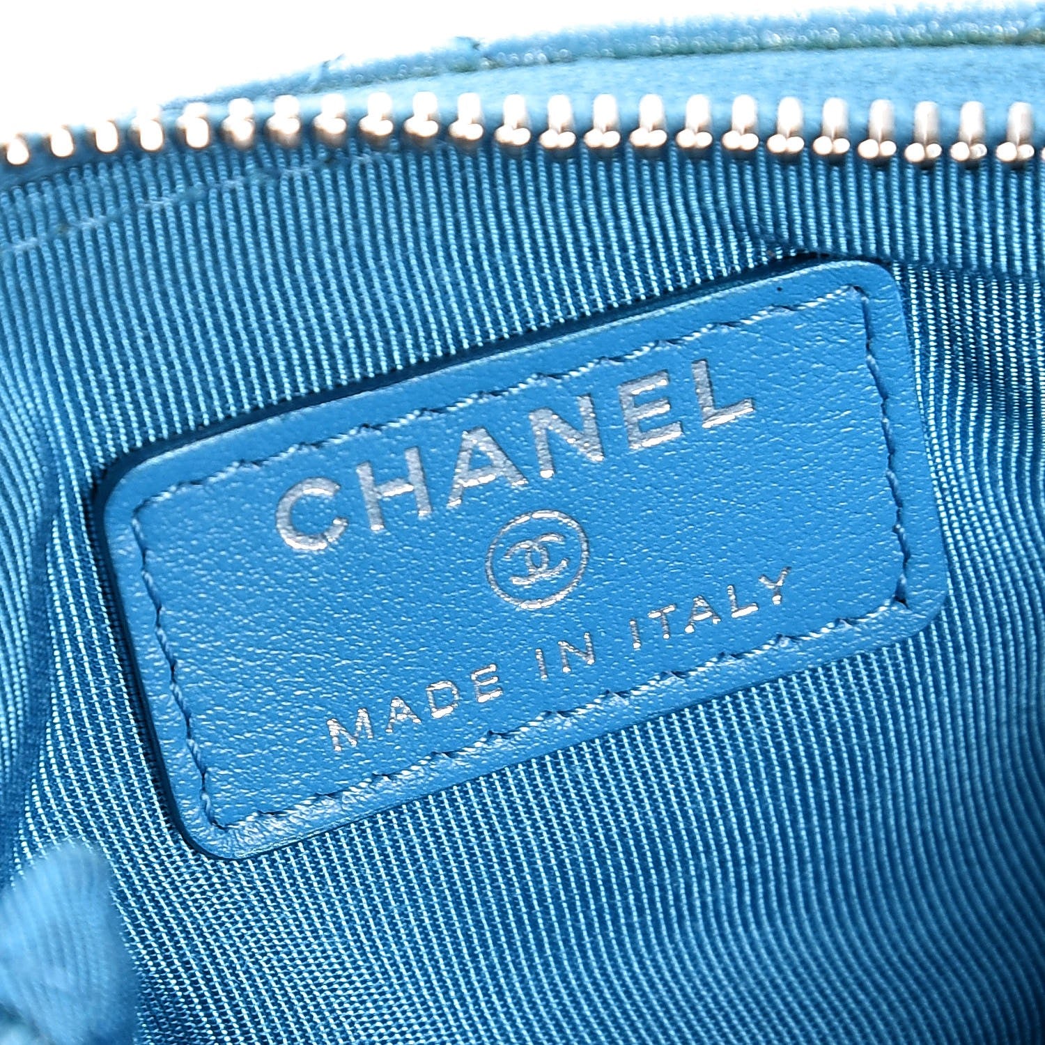 Chanel Metallic Lambskin Small Cosmetic Case Turquoise 6 of 10