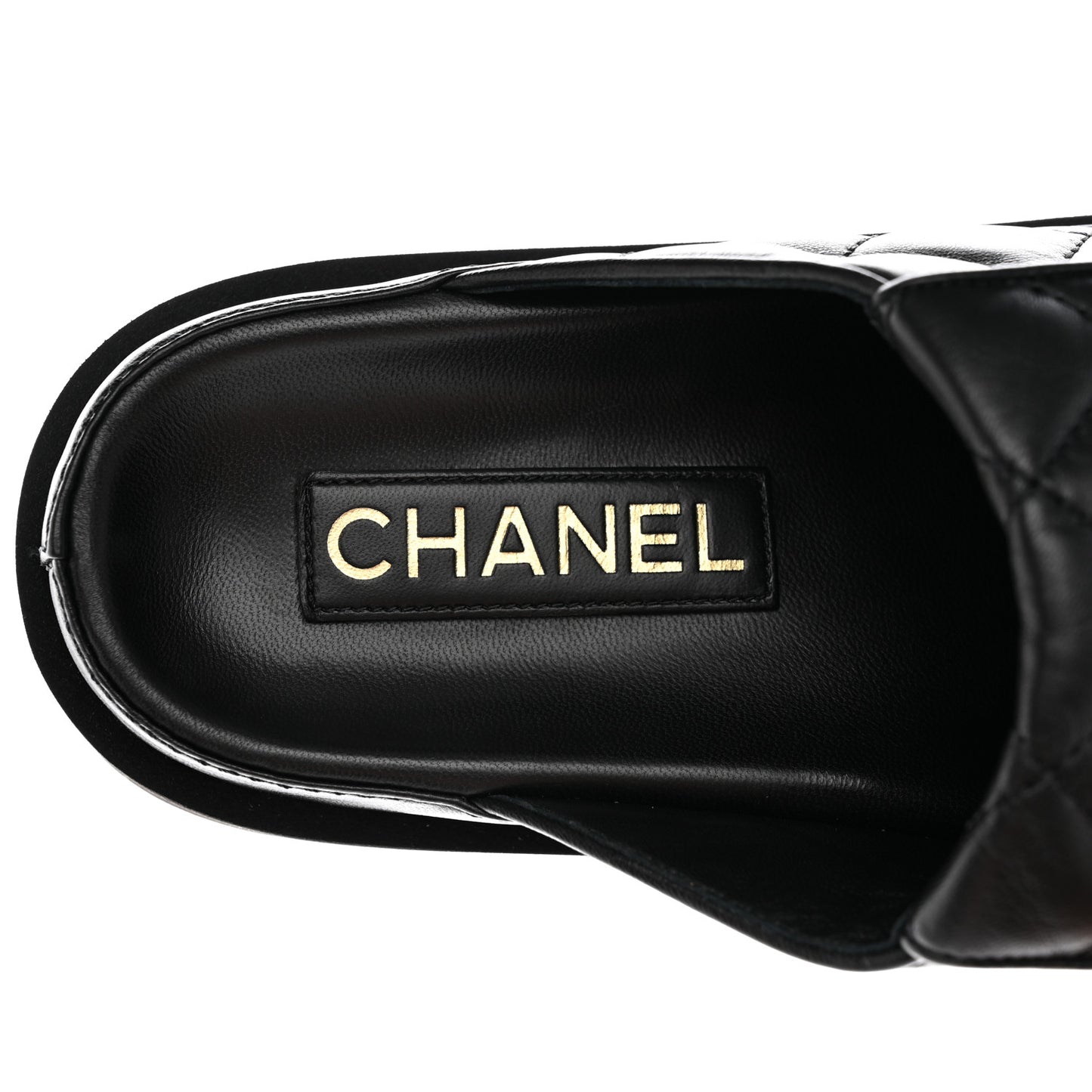 Lambskin Quilted CC Turnlock Mules 38 Black