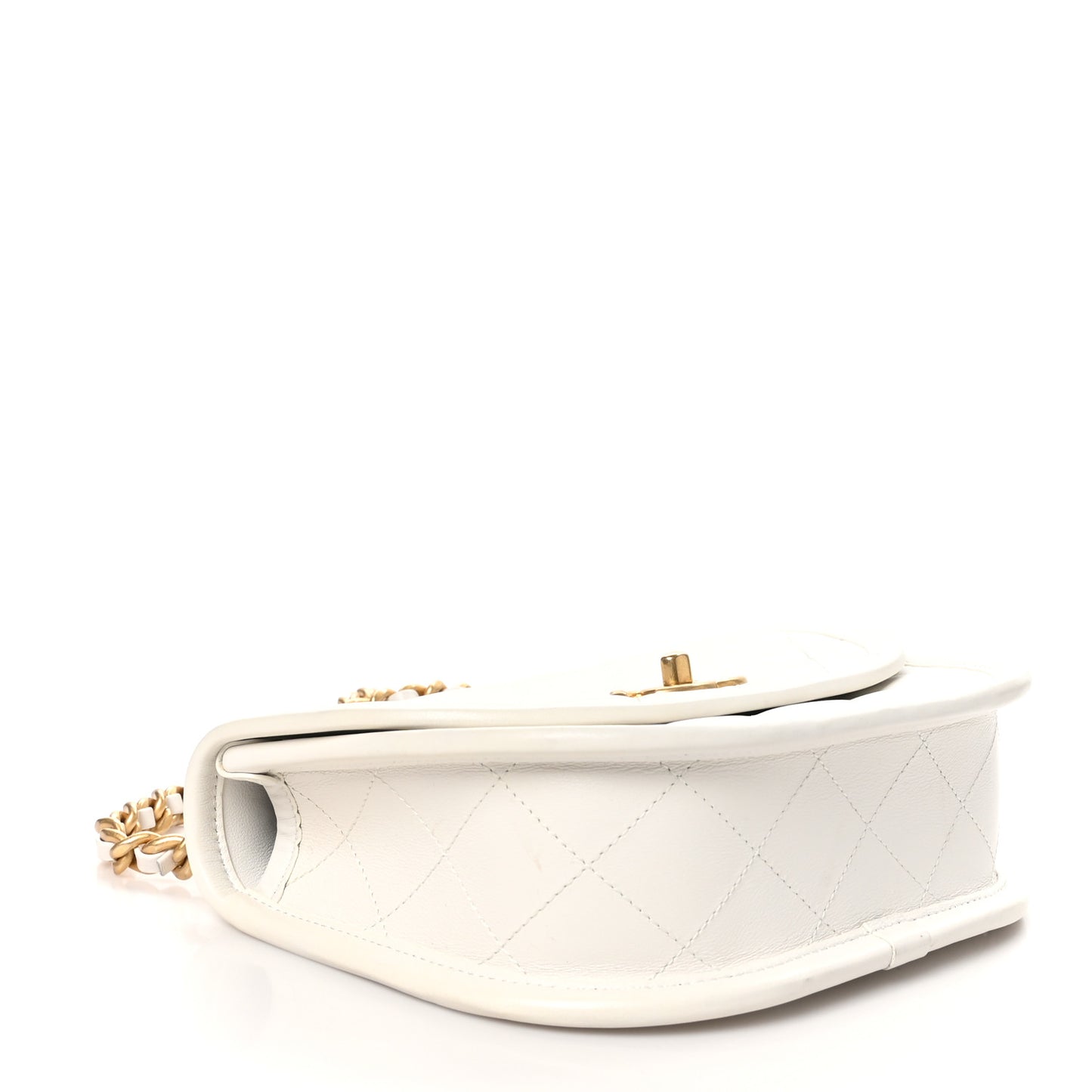 Lambskin Quilted Small Messenger Flap White