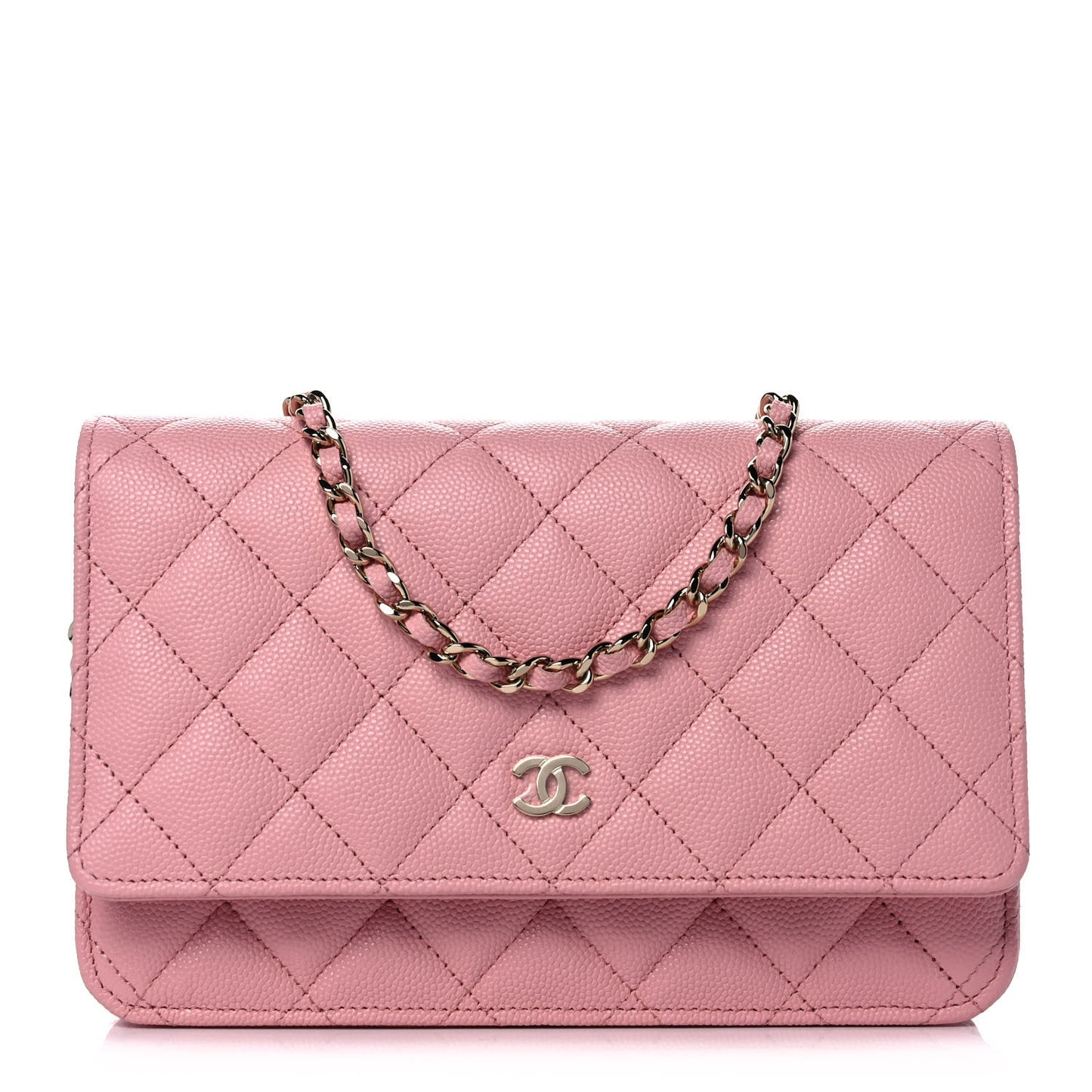 Caviar Quilted Wallet on Chain WOC Light Pink