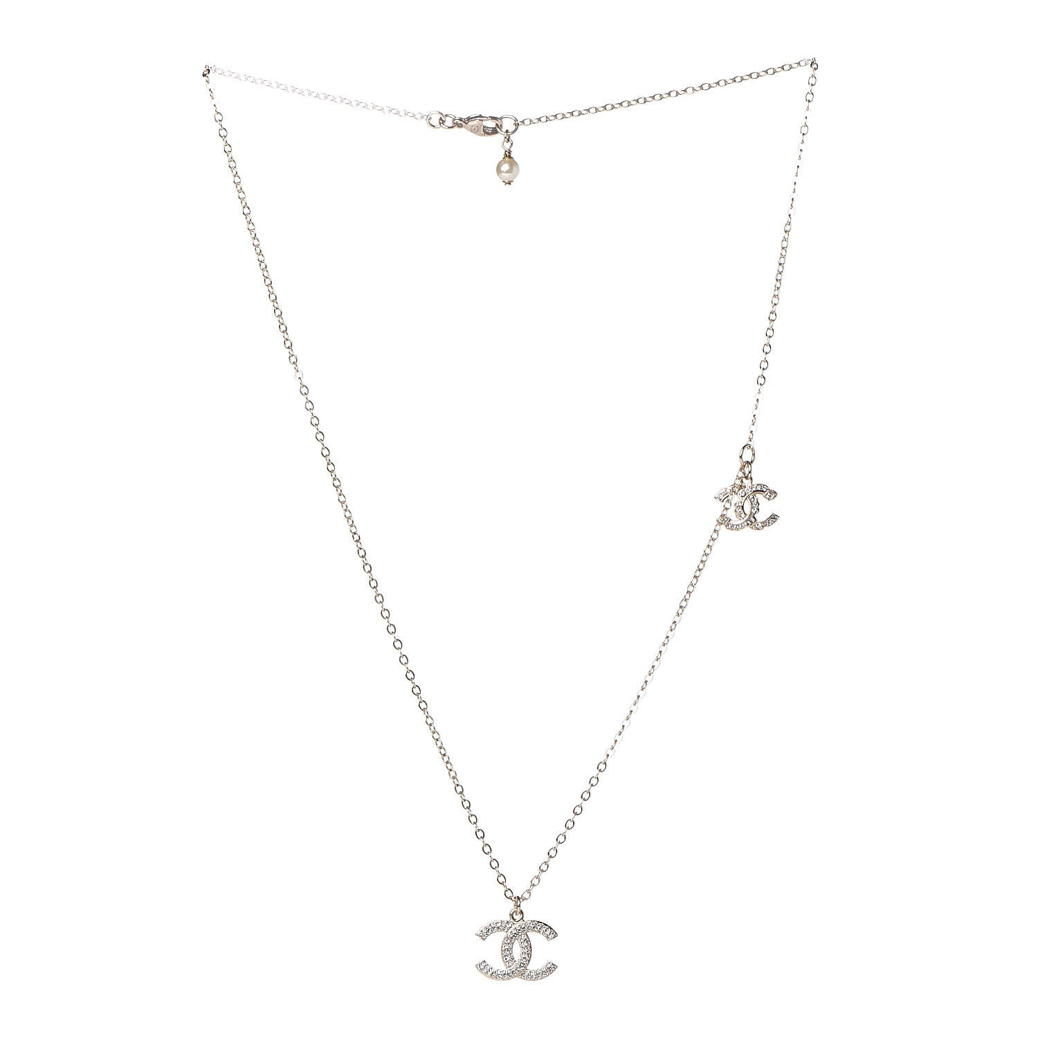 Chanel Crystal CC Necklace Light Gold 3 of 6
