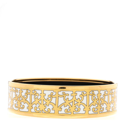 Hermes Enamel Printed Wide Balcons du Guadalquivir Bracelet 65 Gold 1 of 6