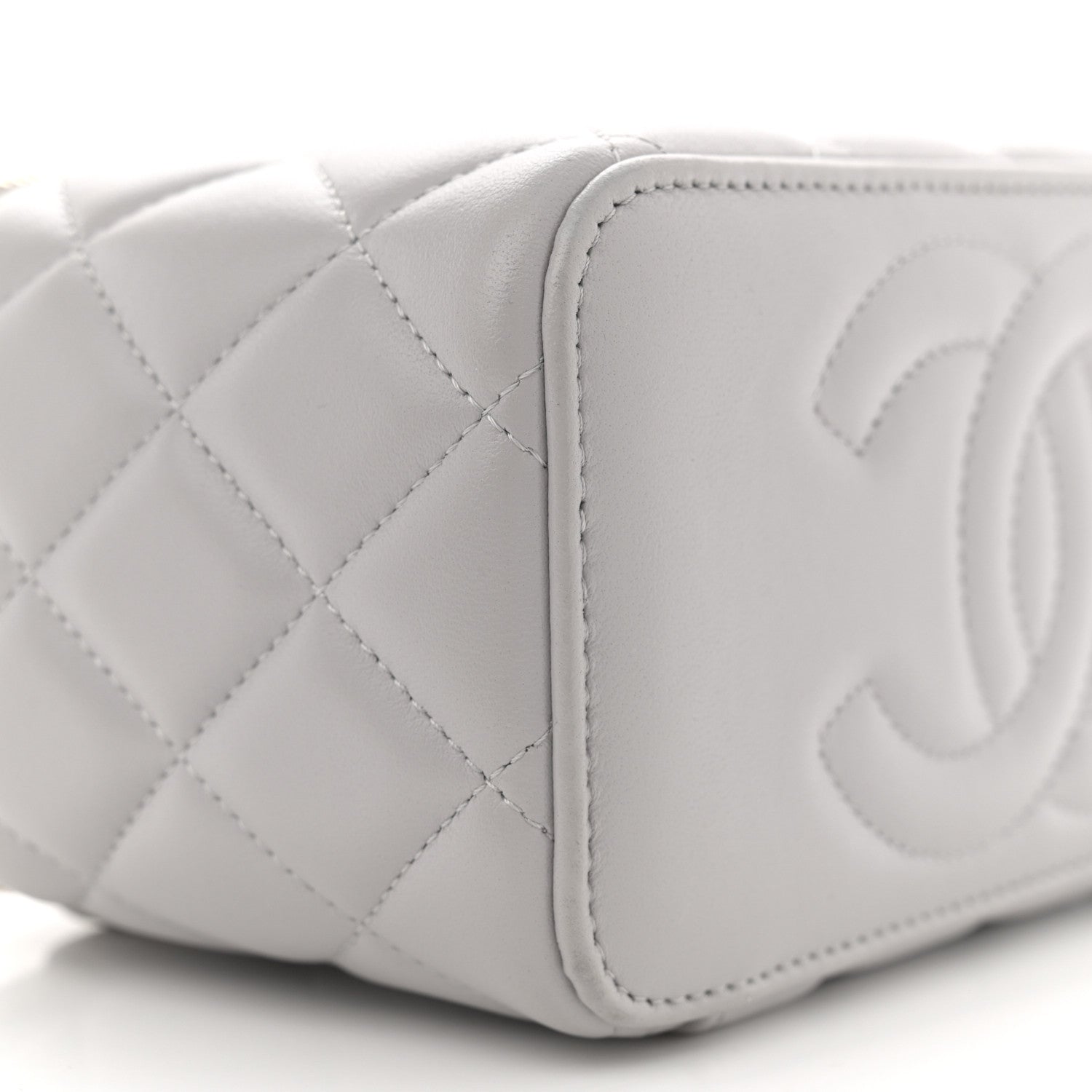 Chanel Lambskin Quilted Small Top Handle Vanity Case With Chain light Grey 9 of 13