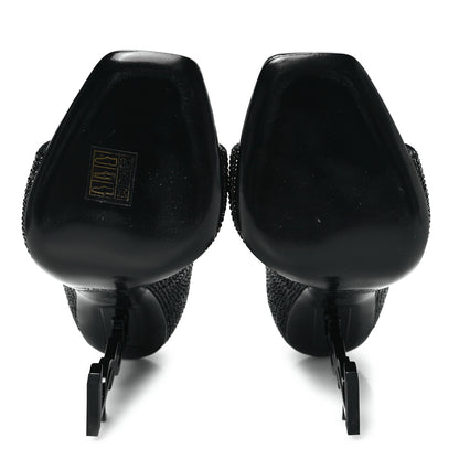 Saint Laurent Kid Suede Crystal Embellished Opyum 110 Ankle Strap Sandals 39 Black 6 of 10