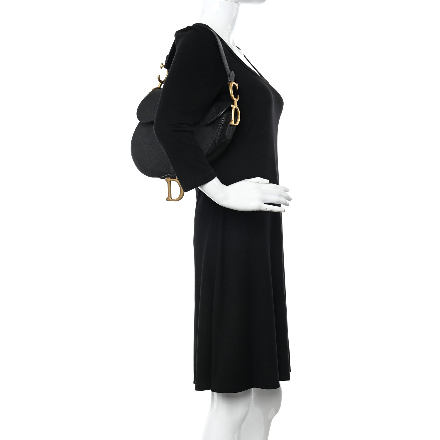 Christian Dior Grained Calfskin Saddle Bag Black 2 of 10