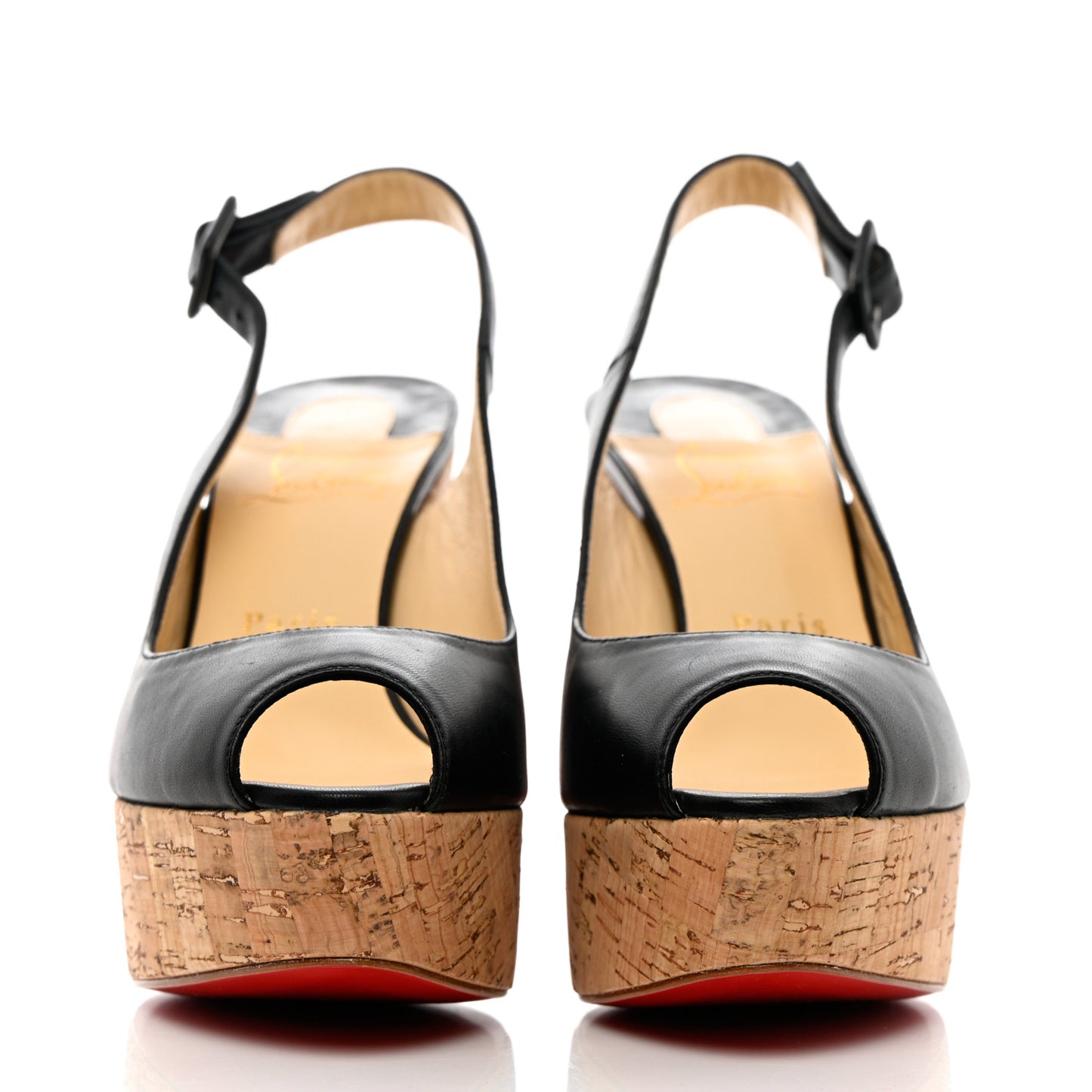 Calfskin Cork Dona Anna 120 Wedges 38 Black Natural
