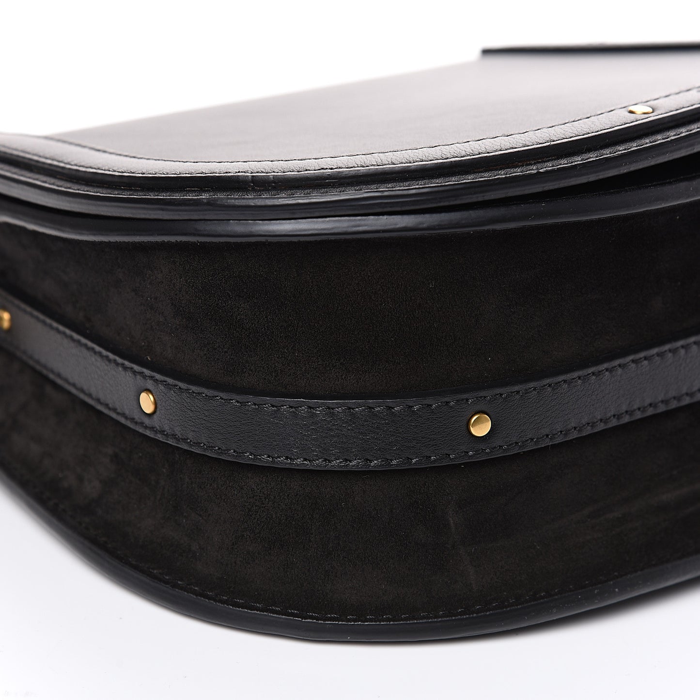 Calfskin Suede Medium Nile Bracelet Bag Black