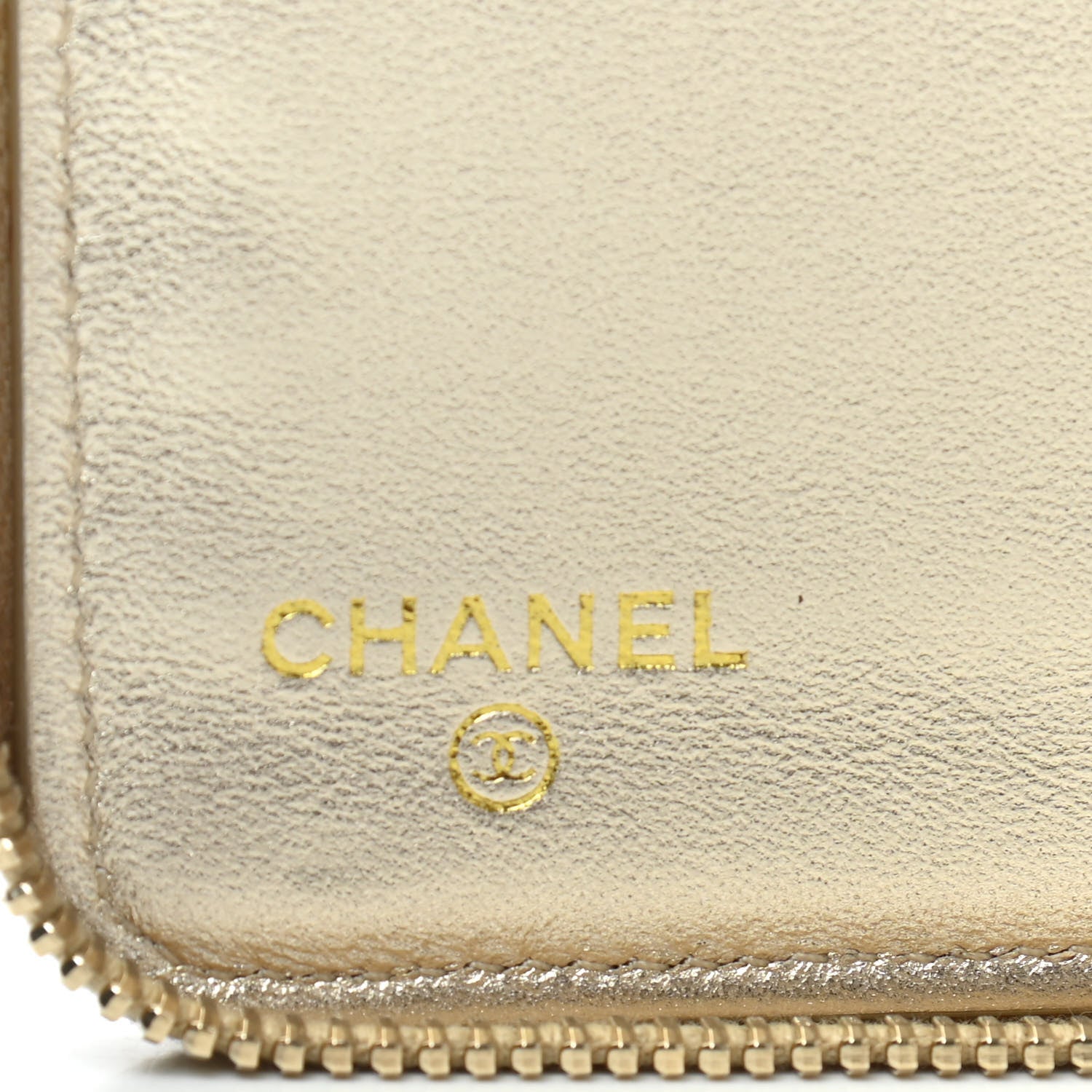Chanel Iridescent Lambskin Quilted Large Zip Around Organizer Wallet Light Gold 6 of 8