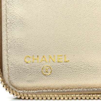 Chanel Iridescent Lambskin Quilted Large Zip Around Organizer Wallet Light Gold 6 of 8