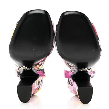 Prada Satin Ankle Wrap Duchesse Little Flowers Sandals 36 Multicolor 5 of 7