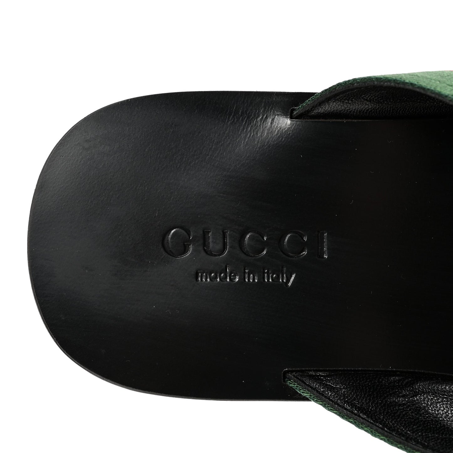 Nylon Calfskin Web Mens GG Thong Sandals 6 Green Red Black