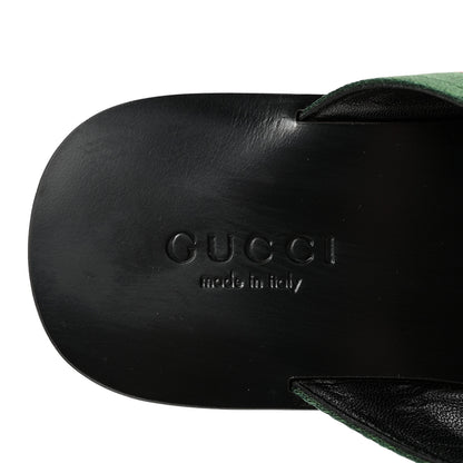 Gucci Nylon Calfskin Web Mens GG Thong Sandals 6 Green Red Black 8 of 10