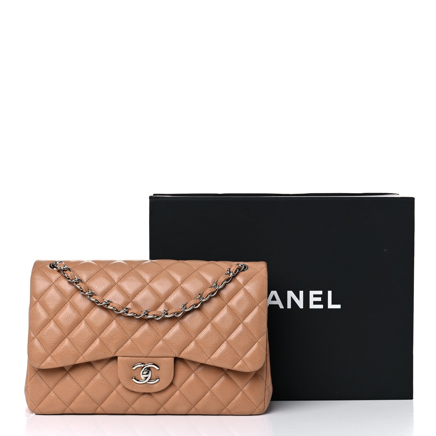Chanel Caviar Quilted Jumbo Double Flap Light Brown 17 of 17