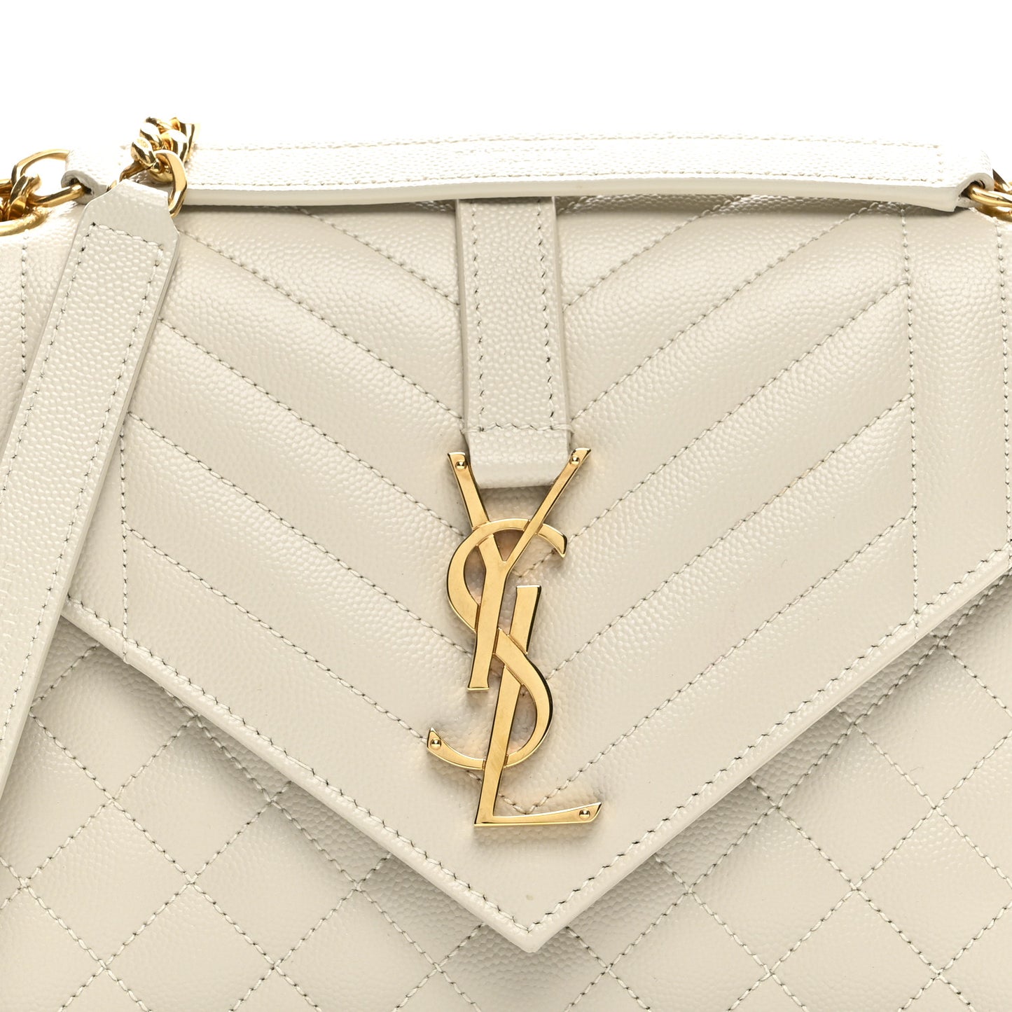 Grain De Poudre Textured Mixed Matelasse Medium Triquilt Monogram Satchel Crema Soft
