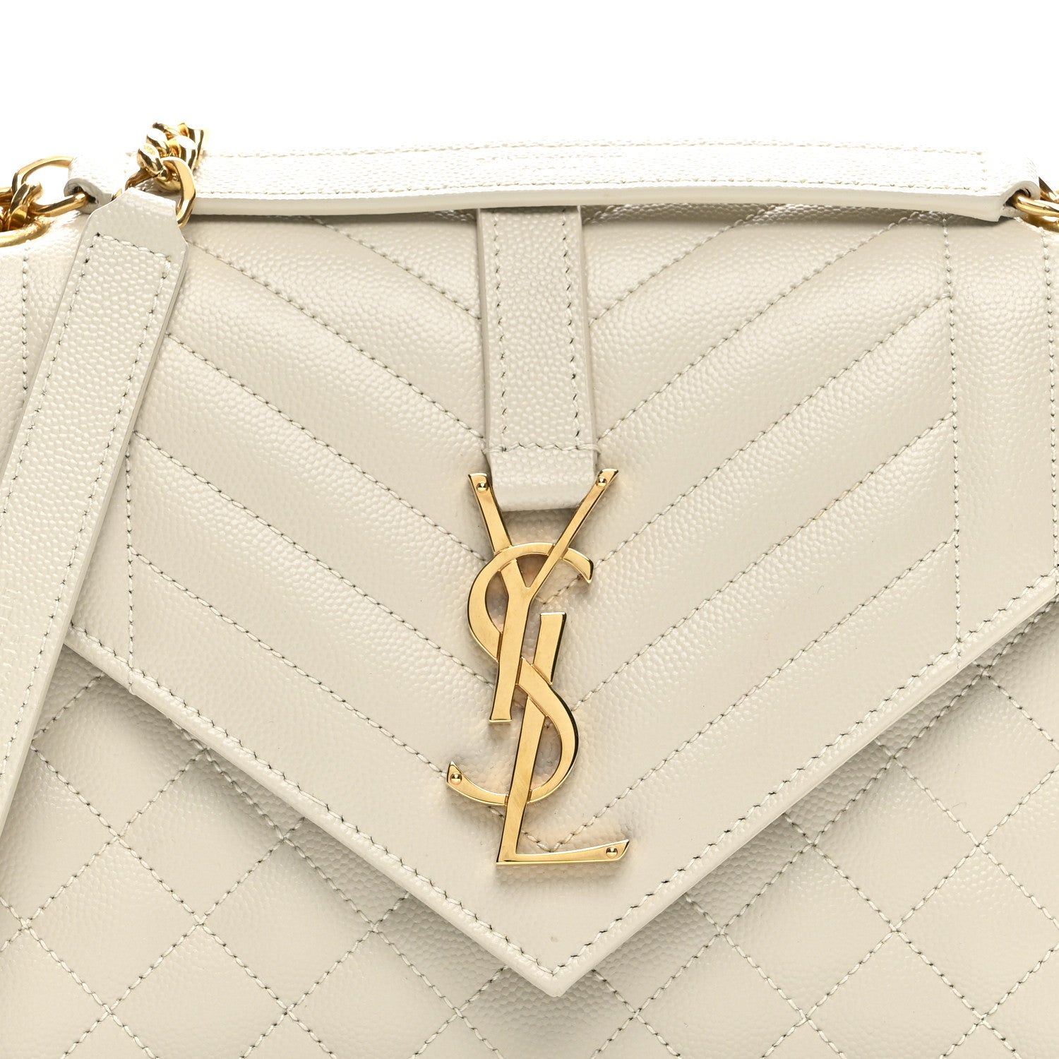 Saint Laurent Grain De Poudre Textured Mixed Matelasse Medium Triquilt Monogram Satchel Crema Soft 9 of 11