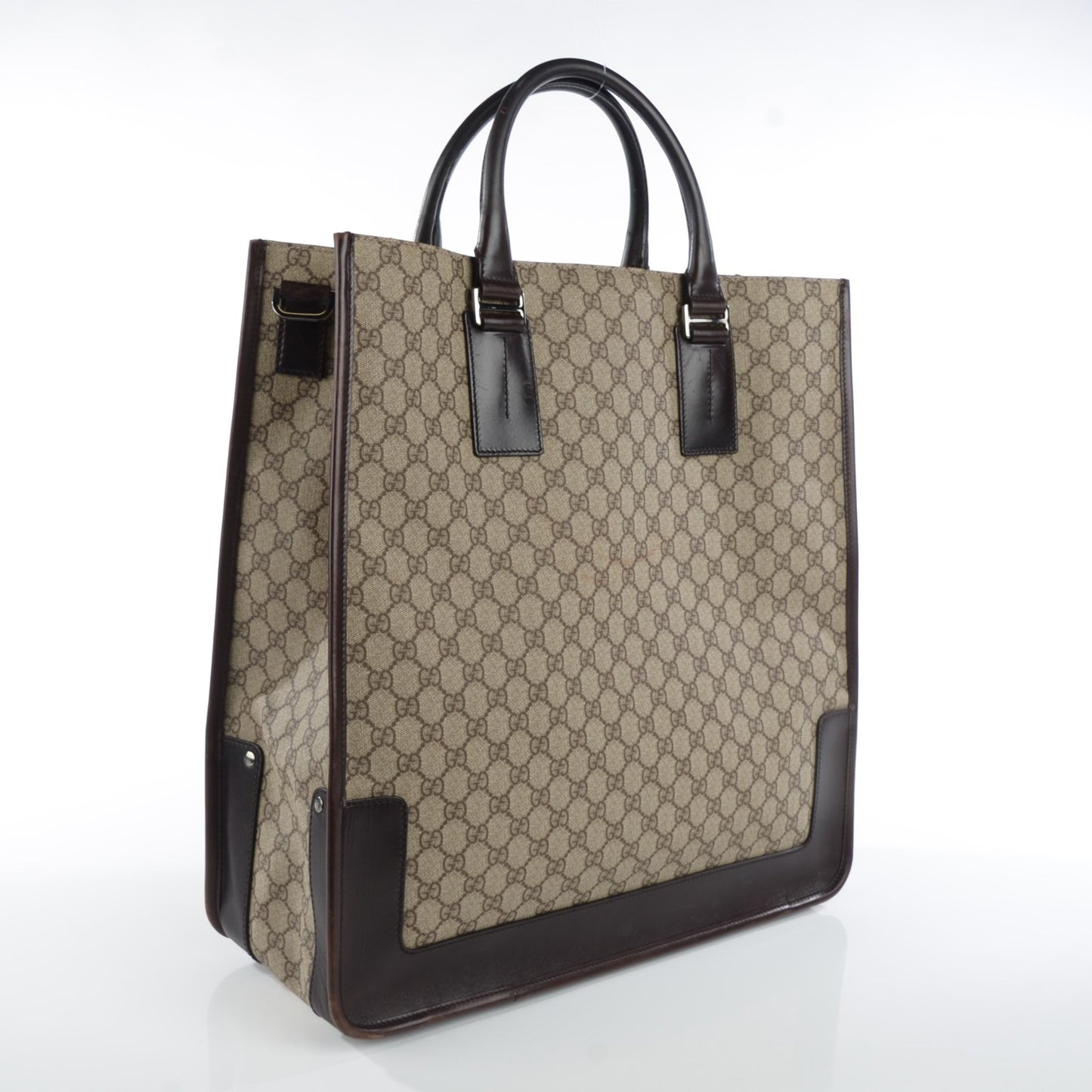 GG Plus Monogram Large Vertical Tote Dark Brown