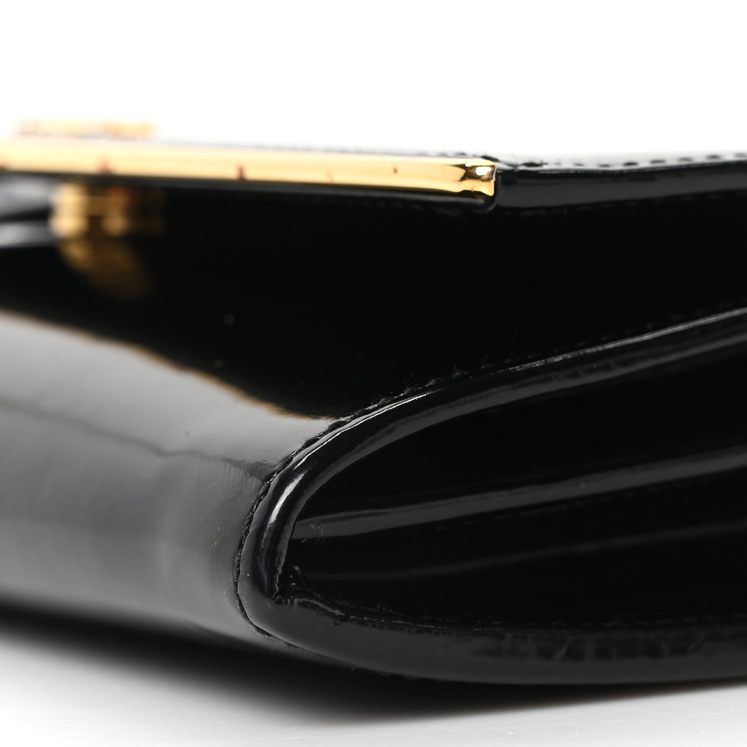 Prada Vernice Metal Bar Chain Wallet Black 9 of 9
