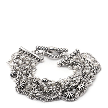 David Yurman Sterling Silver Pearl Starburst Multi-Row Bracelet 1 of 4