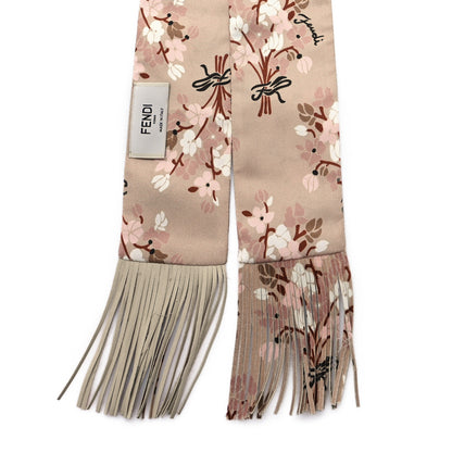 Fendi Silk Lambskin Fringe Bouquet Print Wrappy Bandeau Pink 2 of 3