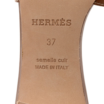 Hermes Calfskin Oasis Sandals 37 Gold 6 of 9