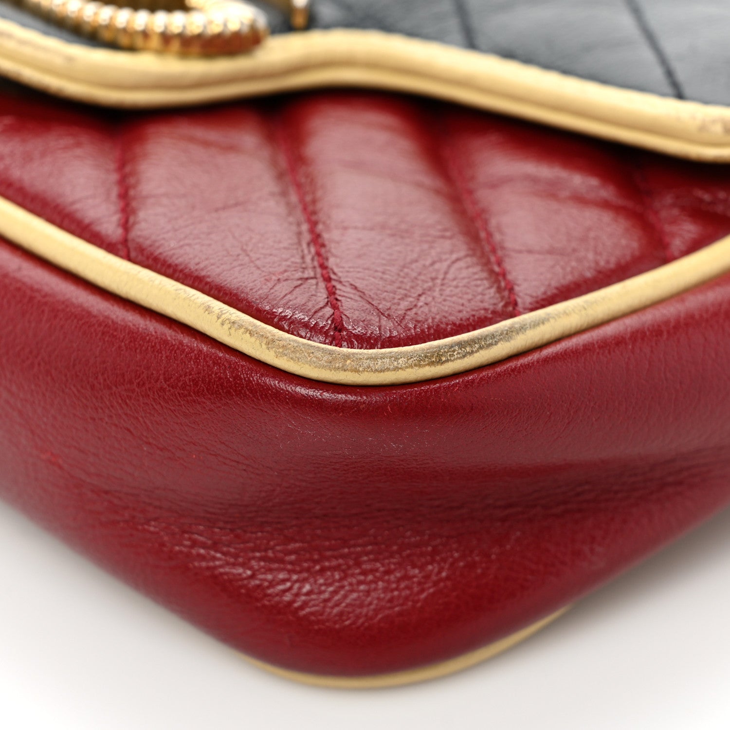 Gucci Azalea Calfskin Matelasse Diagonal Super Mini Torchon GG Marmont Shoulder Bag Blue Agata New Cherry Red Butter 9 of 14