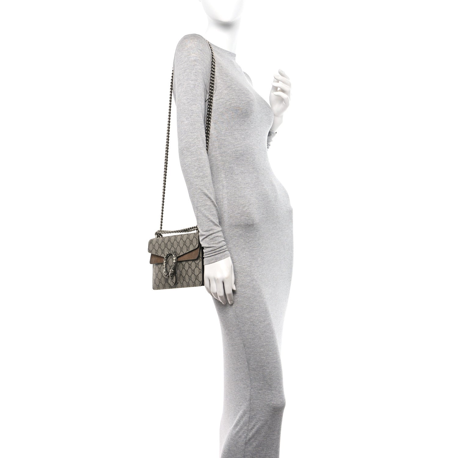 Gucci GG Supreme Monogram Small Dionysus Shoulder Bag Taupe 2 of 16