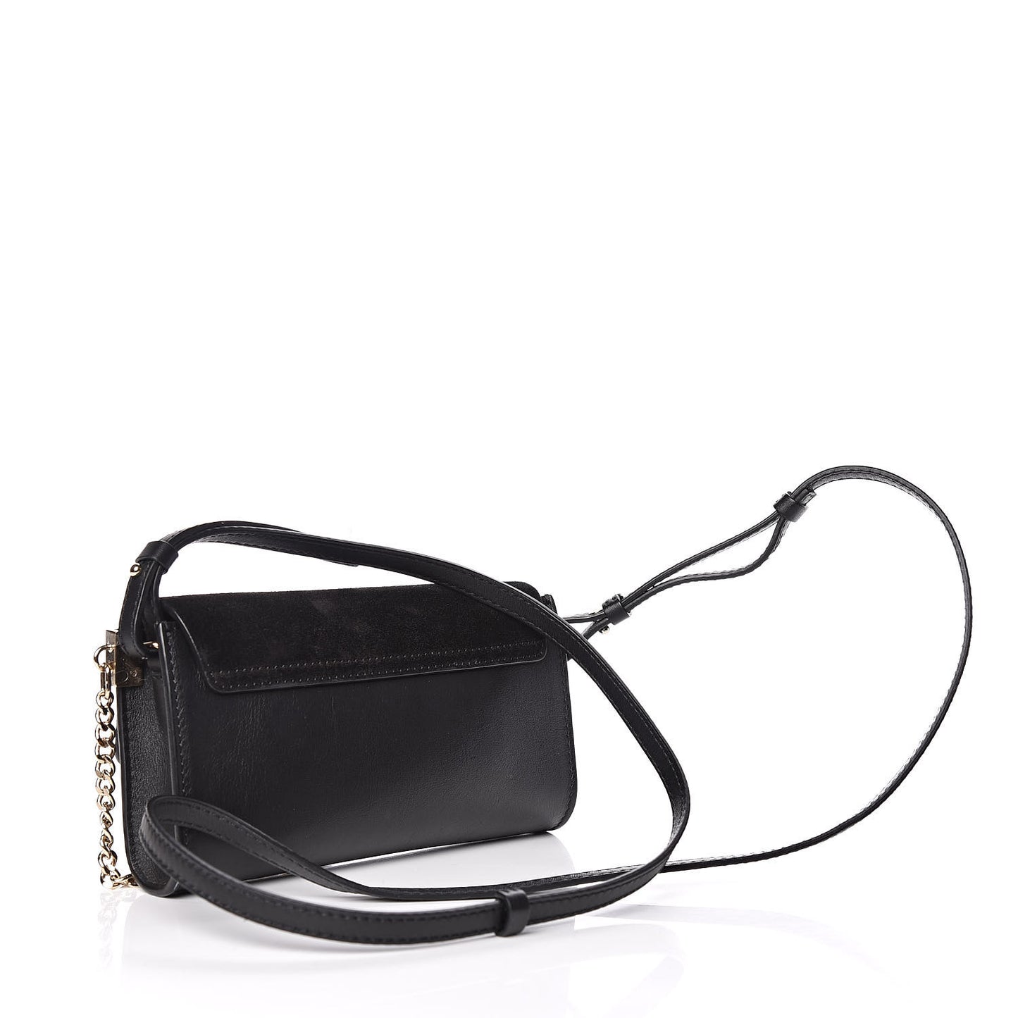 Suede Calfskin Mini Faye Shoulder Bag Black