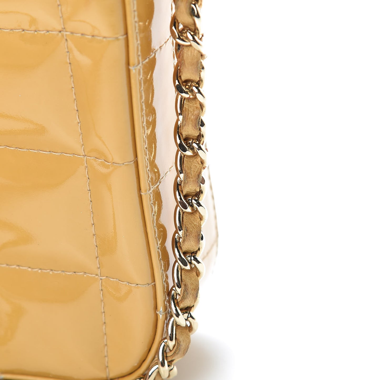 Patent East West Chocolate Bar Flap Beige