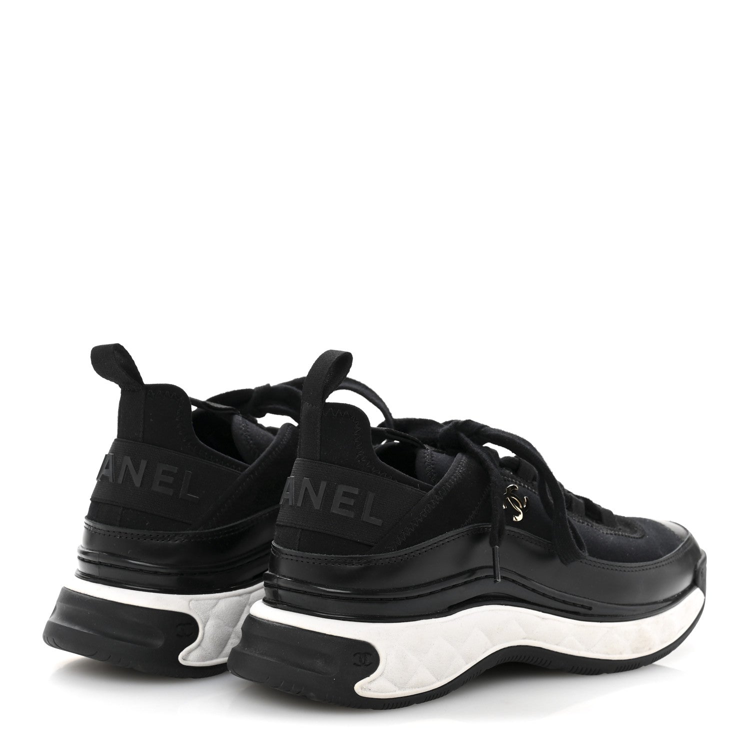 Chanel Velvet Calfskin Mixed Fibers CC Sneakers 38 Black 5 of 8