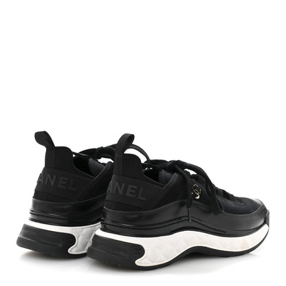 Chanel Velvet Calfskin Mixed Fibers CC Sneakers 38 Black 5 of 8