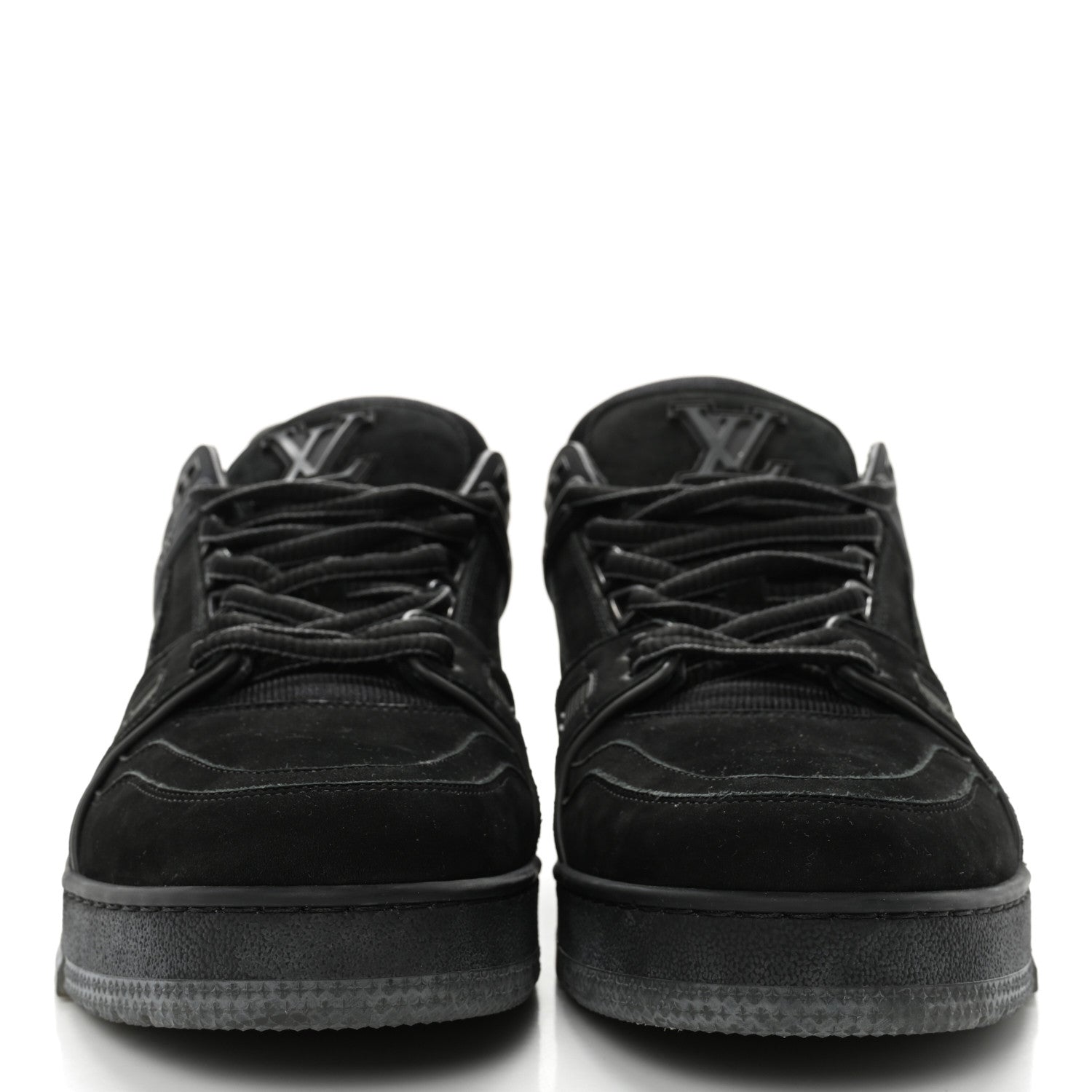 Louis Vuitton Calfskin Suede Mens LV Trainer Sneakers 9.5 Black