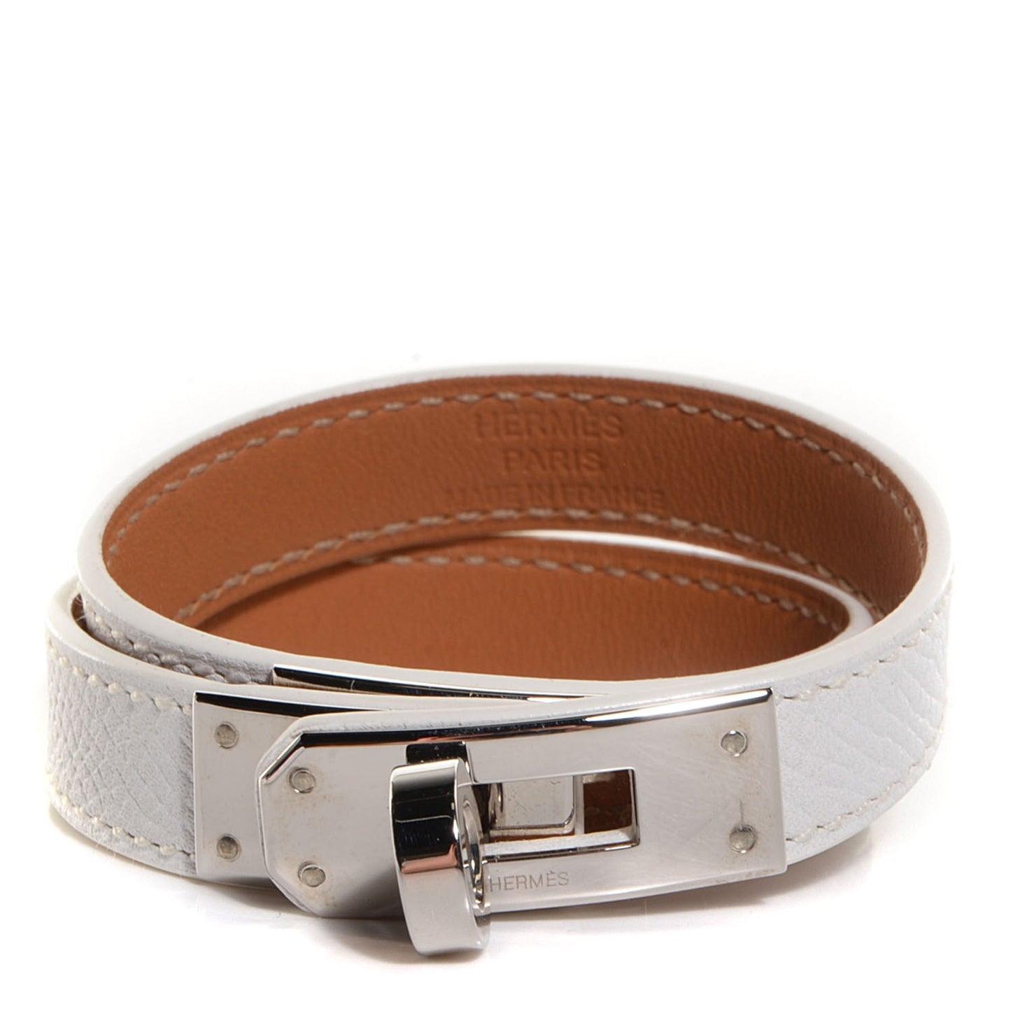 Epsom Kelly Double Tour Bracelet White XS