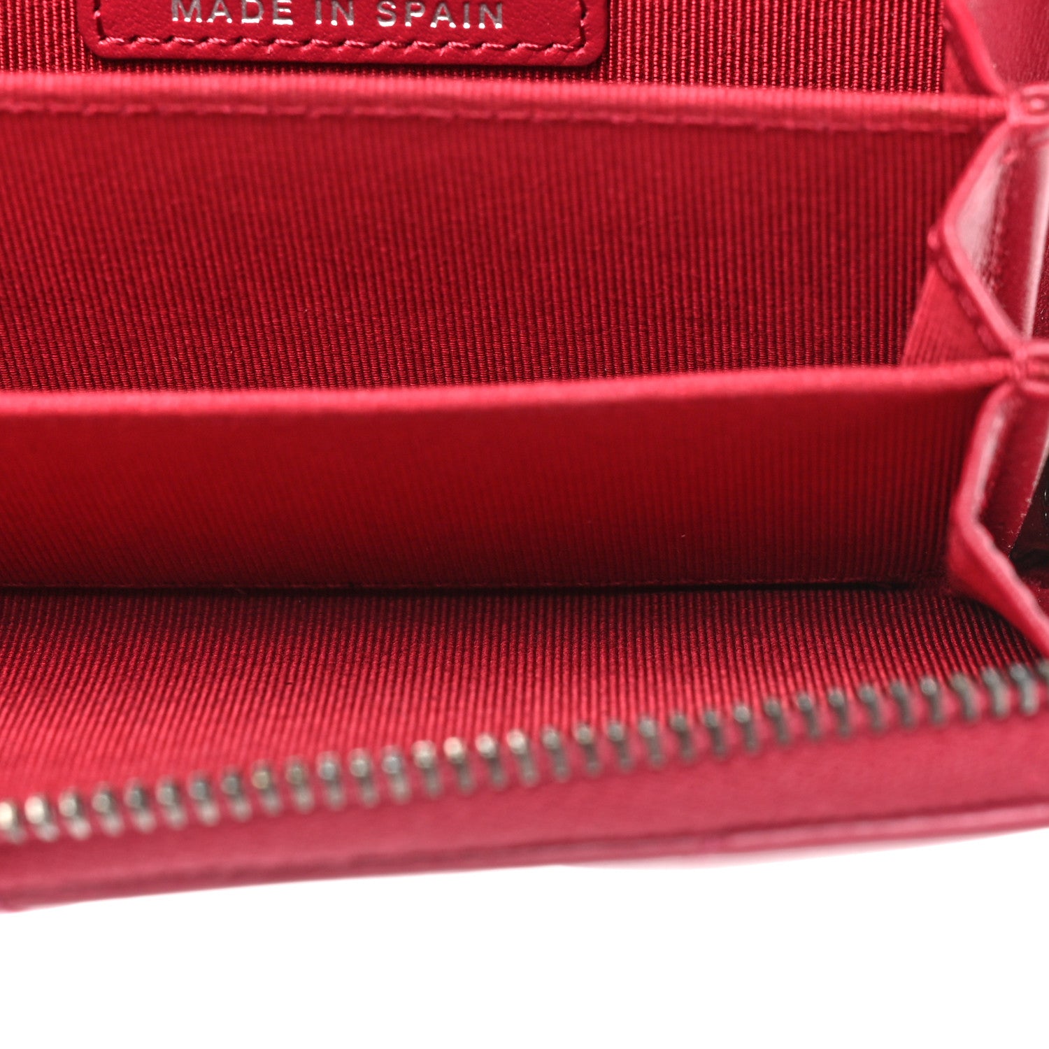 Chanel Aged Calfskin Chevron Quilted Gabrielle Zip Around Coin Purse Wallet Dark Pink 5 of 10