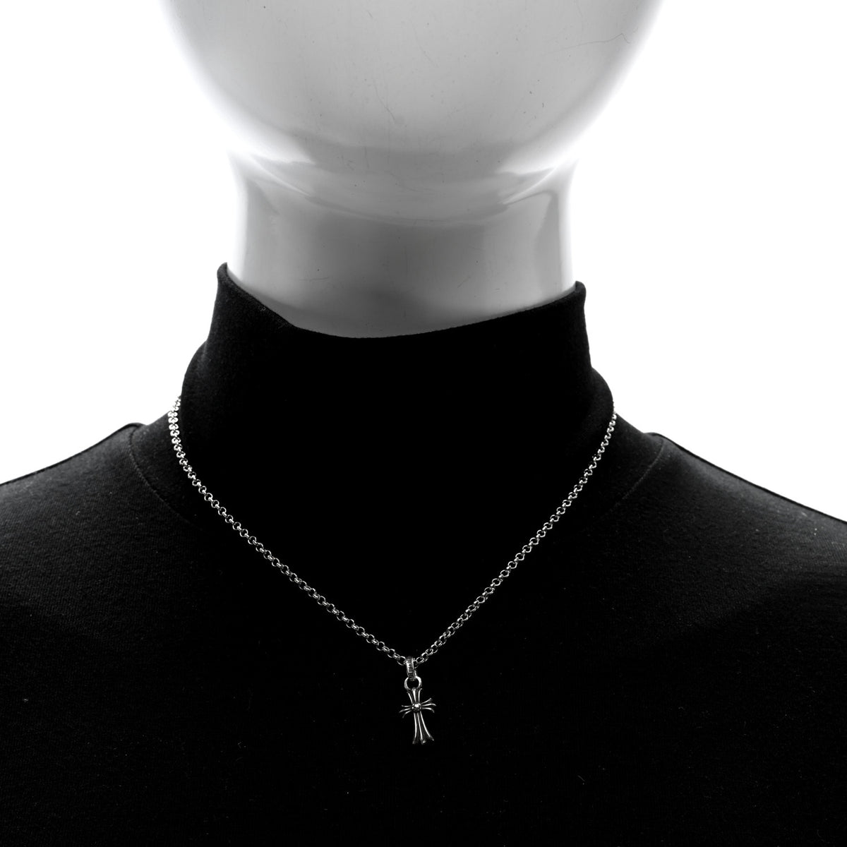 Chrome Hearts Sterling Silver Baby Fat Cross Pendant Roll Chain Necklace 2 of 4