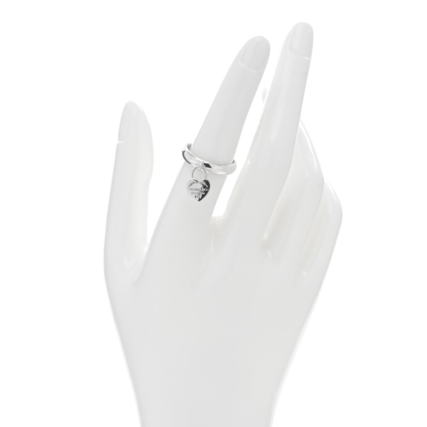 Tiffany Sterling Silver Return to Tiffany Heart Charm Ring 54 7 2 of 4