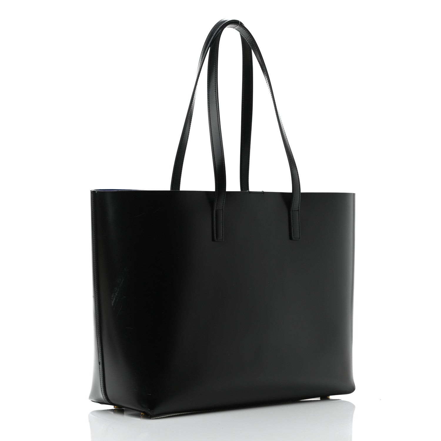 Saint Laurent Calfskin Classic Monogram Double Face Tote Black Blue Majorelle 3 of 11