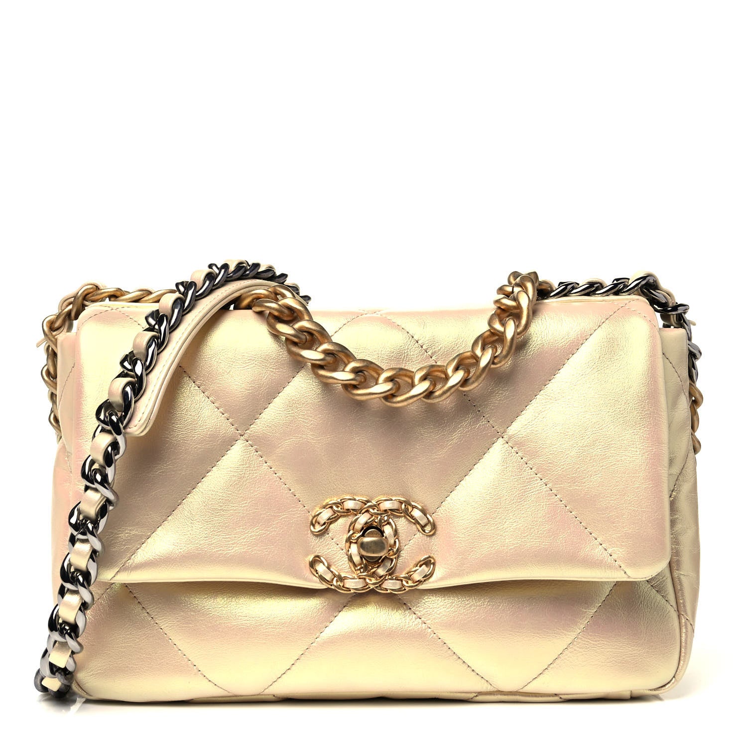 Chanel Iridescent Lambskin Quilted Medium Chanel 19 Flap Pink 1 of 9