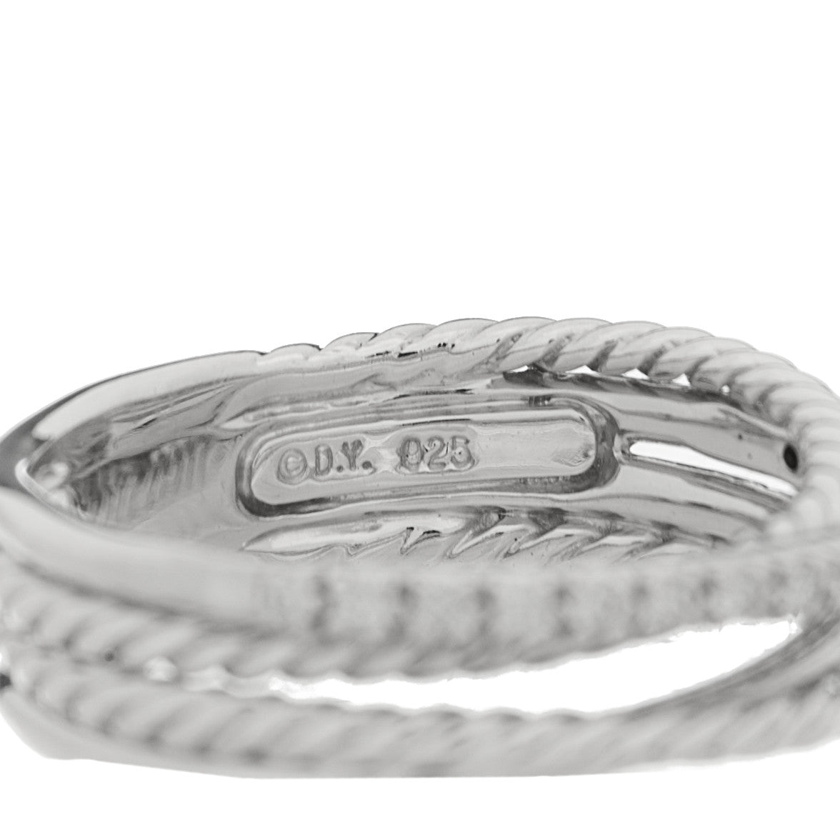 Sterling Silver 14K White Gold Diamond 7mm Crossover Ring 59 8.75