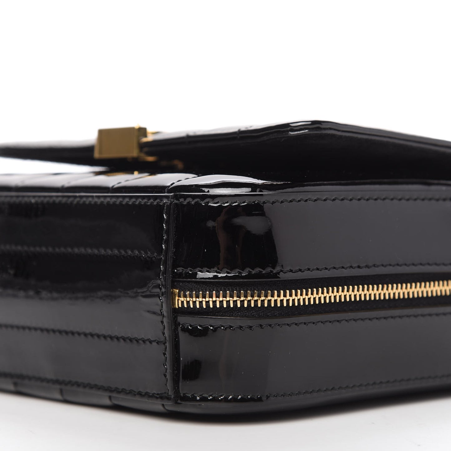 Patent Matelasse Monogram Vicky Camera Bag Black