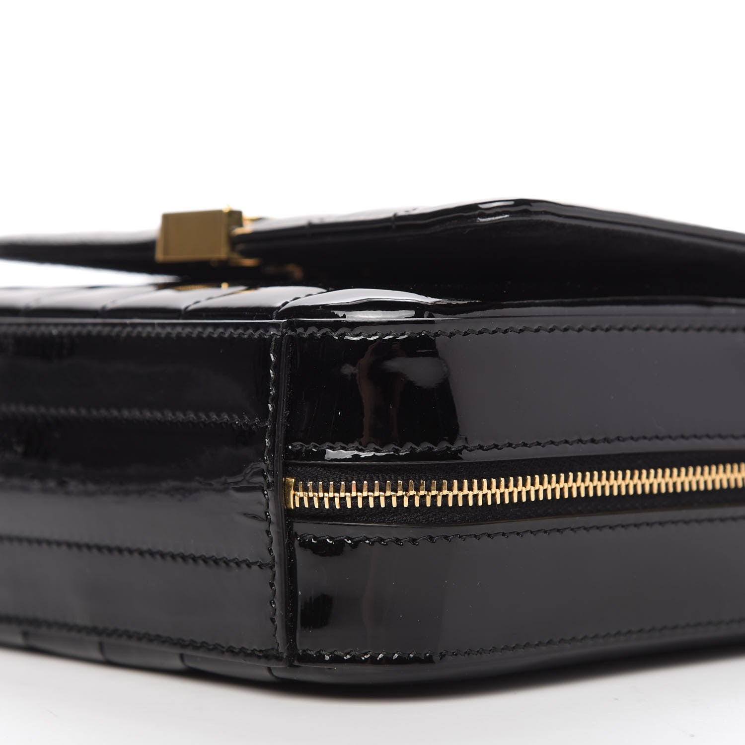 Saint Laurent Patent Matelasse Monogram Vicky Camera Bag Black 7 of 9