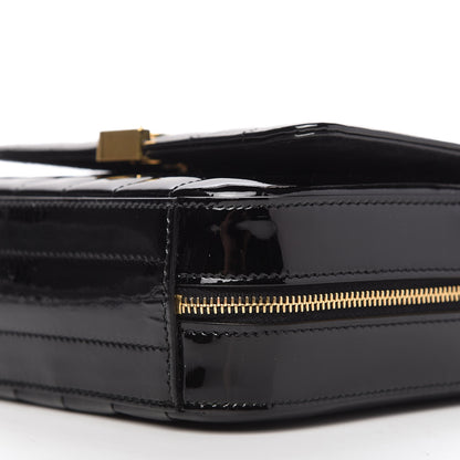 Saint Laurent Patent Matelasse Monogram Vicky Camera Bag Black 7 of 9