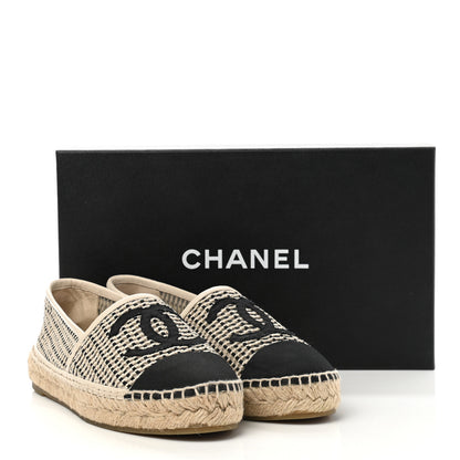 Chanel Mesh Grosgrain CC Espadrilles 37 Beige Black 9 of 9