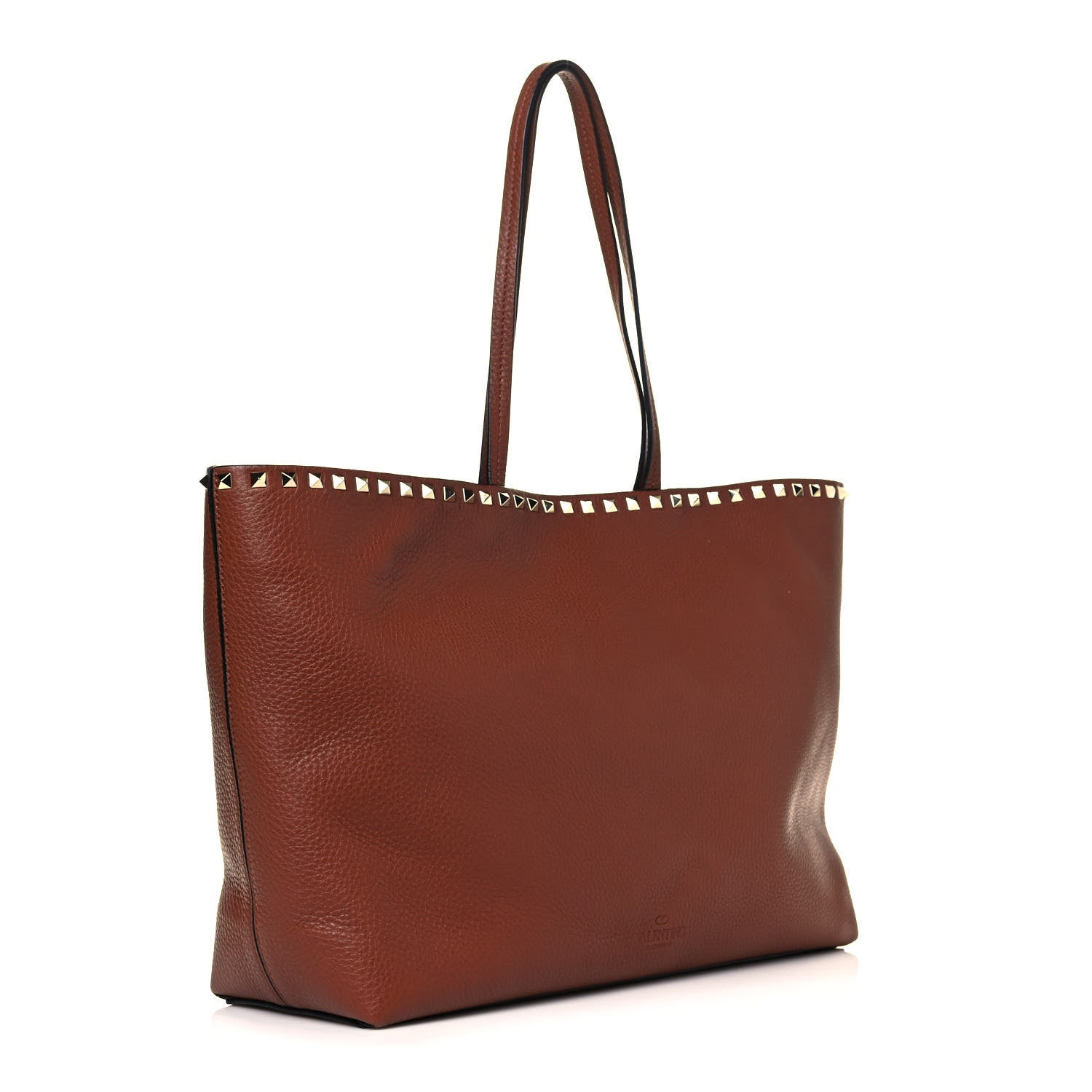 Valentino Garavani Grained Calfskin Rockstud Shoulder Tote Bright Cognac 2 of 7