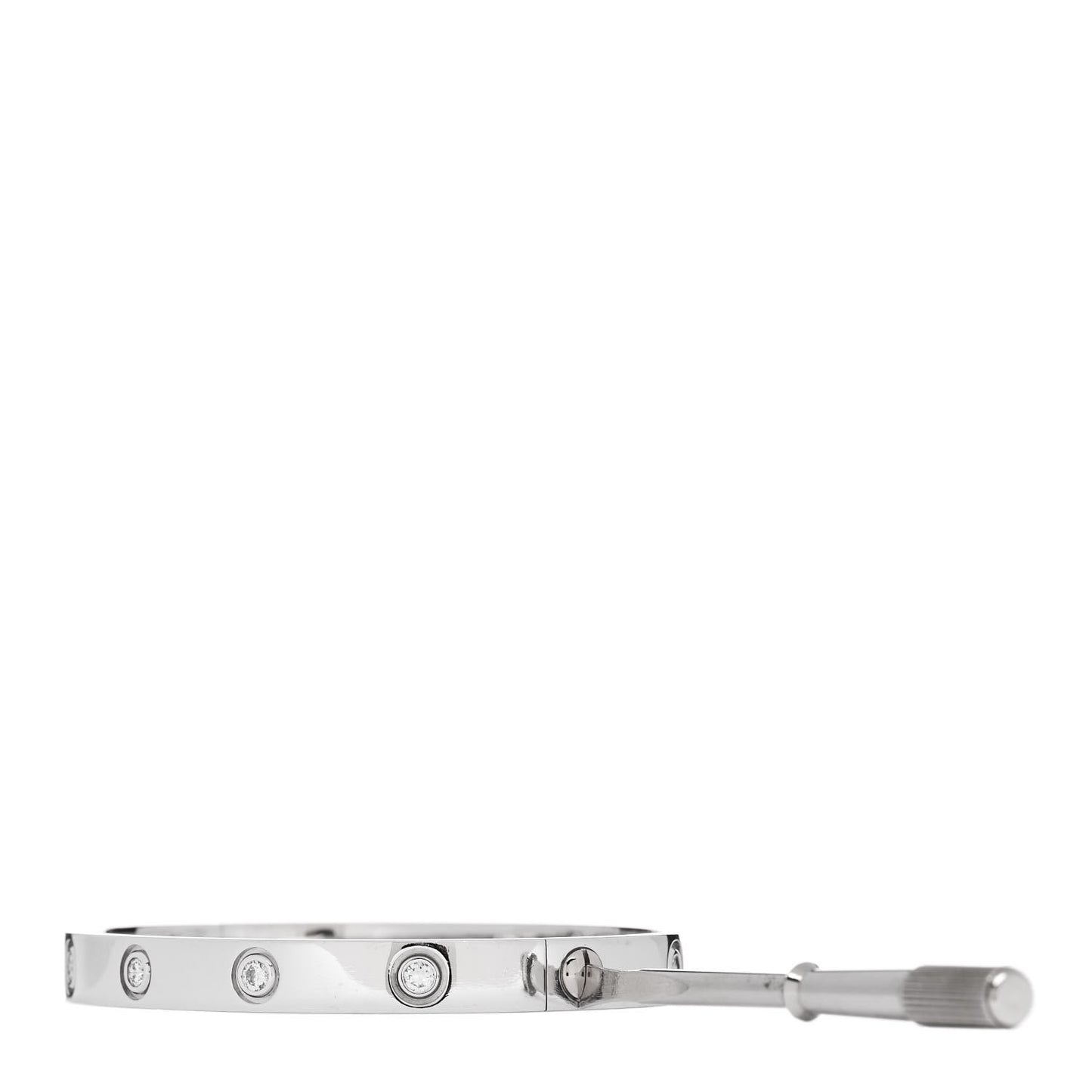 18K White Gold 10 Diamond LOVE Bracelet 17