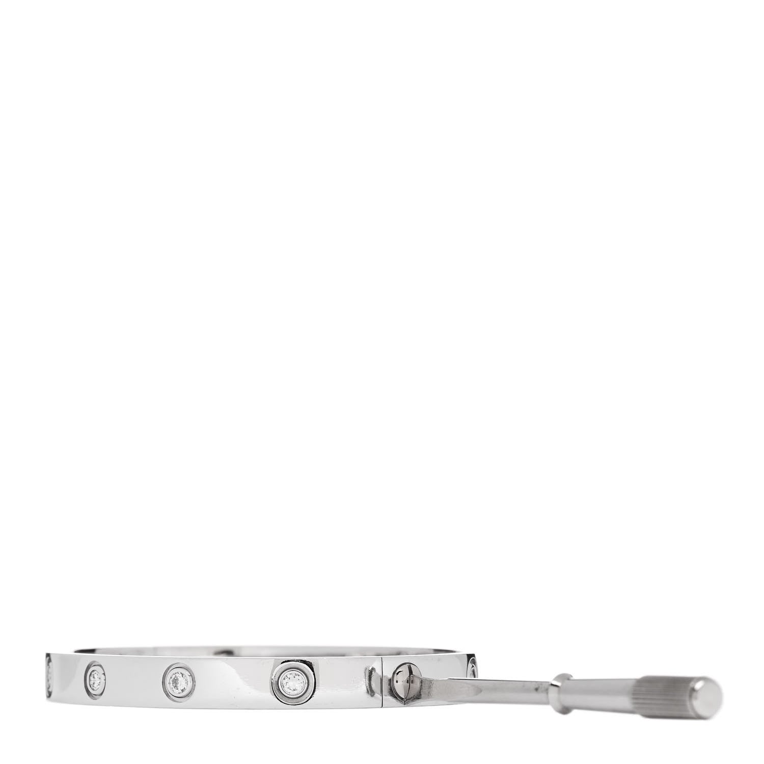 Cartier 18K White Gold 10 Diamond LOVE Bracelet 17 3 of 4
